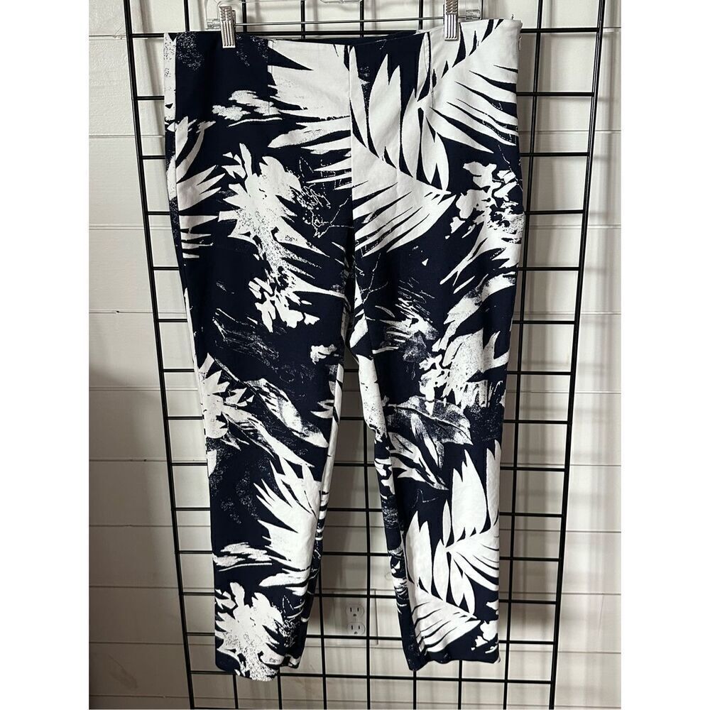 Vince Camuto Pants Women Size‎ 14 Blue Palm Floral Print